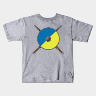 Ukrainian Viking Shield with Crossed Swords Kids T-Shirt